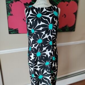 Floral Sleeveless Black and Teal AGB Dress Size 14